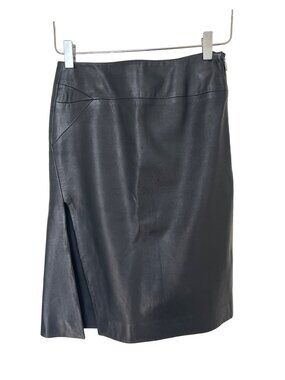 Versus Versace Black Leather Skirt With Side Slit